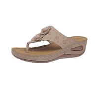 Sandalias de dedo para mujer, sandalias de verano de piel, sandalias de cuña para mujer, sandalias de cuña sin cordones, sandalias de cuña, cómodas, tallas grandes, sandalias de verano antideslizantes