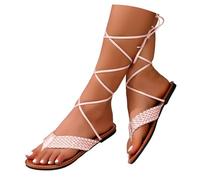 Sandalias de diamantes de imitación para mujer con cómodo soporte de arco para verano, playa, caminar, estilo bohemio, sin cordones, para interiores y exteriores, Rojo B, 38 EU