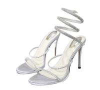 Sandalias De Diamantes De ImitacióN Sandalias de tacón con tiras al tobillo y diamantes imitación for mujer, estilo gladiador, for fiesta verano, banquete, graduación para Vacaciones(Deep Purple,36)