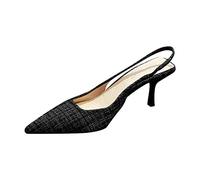 Sandalias de encaje para mujer con tacón: bombas Slingback Elegantes zapatos de noche de verano Zapatos con tiras en el tobillo Zapatos de tacón de aguja Zapatos de novia ligeros Zapatos de novia