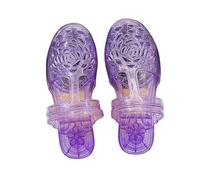 Sandalias de gelatina con anillo de cristal dedo, listas piscina y verano, sandalias caladas ajustables y ligeras.