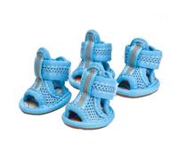 Sandalias de malla, 4 piezas, zapatos para mascotas, color sólido, suela de goma antideslizante, sandalias para perro, zapatos para exteriores, disfraz de perro