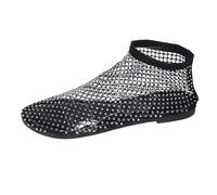 Sandalias de malla con diamantes de imitación para mujer, sandalias de diseño de red brillante con banda superior elástica y banda transparente, sandalias versátiles para fiestas, noches de club