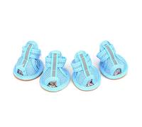 Sandalias de malla de verano para perro, zapatos transpirables para cachorros con suela de goma antideslizante, correa reflectante, puntera abierta ligera para mascotas pequeñas, pavimento caliente