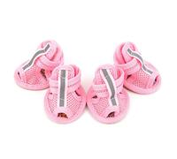 Sandalias de malla de verano para perro, zapatos transpirables para cachorros con suela de goma antideslizante, correa reflectante, puntera abierta ligera para mascotas pequeñas, pavimento caliente