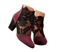 Sandalias de malla hueca para mujer, de malla transpirable, elegantes, cerradas con tacón de bloque, zapatos casuales de primavera, zapatos casuales de fiesta, de encaje transpirable, puntera abierta