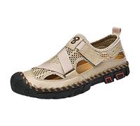 Sandalias de malla para hombre, transpirables, ligeras, para exteriores, verano, playa, con correas elásticas, mocasines casuales, talla del Reino Unido, beige, 42 1/3 EU