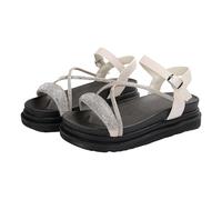 Sandalias de malla transpirable para mujer, cómodas, para fascitis plantar, soporte de arco, playa, piscina, cojín suave para esterilla de yoga, beige, 7.5 UK 3X-Narrow