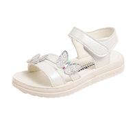 Sandalias de mariposa de verano para niños con sandalia de princesa suave, Blanco, 33 EU