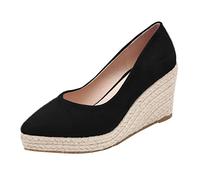 Sandalias de masaje para mujer, zapatos de pescador, tacón de cuña tejido de hierba, 2022, para primavera, otoño, tejidas, versátiles, alpargatas altas para mujer, zapatos de tacón alto, Black, 37.5