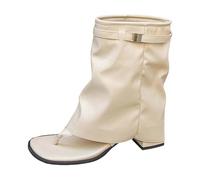 Sandalias de media pantorrilla con puntera superior de color liso a la moda botas elegantes y cómodas calzado informal de verano para looks vanguardistas