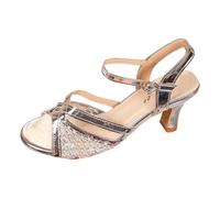 Sandalias de moda de verano con tacón de aguja y malla hueca, cómodas y casuales para exteriores. (Silver, 38)