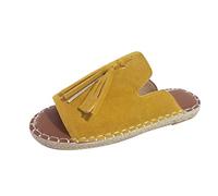 Sandalias de moda, informales, planas, para mujer, con flecos, para mujer, sandalias Earth para mujer, talla 6, Amarillo, 38.5 EU