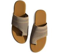 Sandalias de Moda para Mujer con Puntera Clip para Hallux valgus, Zapatillas de Verano Ligeras cuña, Transpirables y cómodas, Chanclas Malla Transpirable, para Novias y Madres(Brown,38 EU)