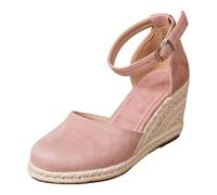 Sandalias de moda para mujer, zapatos de terciopelo con correas, elegantes zapatos de baile, correa al tobillo, tacón para bodas, Oktoberfest y fiestas, Pink, 38 EU