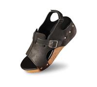 Sandalias de mujer 2026 Sandalias de mujer Moda Verano Cuero Plataforma Cuña Temperamento Zapatos Antideslizantes Elegante Casual Sandalias Negras Mujeres, Negro , 38 EU Estrecho
