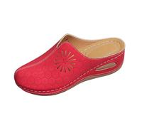Sandalias de mujer cerradas delante con cuña - Sandalias de mujer cerradas delante y abierto detrás sandalia patrón perforado transpirable zapatos Slip-On fáciles de poner Slippers Casual de casa