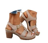Sandalias de mujer cómodas con punta abierta, sin cordones, de tacón, informales, para primavera y verano, con diseño moderno de tacón grueso. Suavidad que Acompaña al Caminar