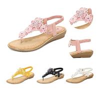 Sandalias de mujer cómodas y ajustables, sandalias de trekking para mujer, sandalias ligeras de verano con correa elástica en el tobillo sandalia al aire libre zapatos de senderismo con flores zapatos