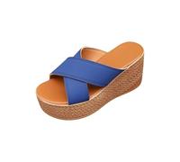 Sandalias de mujer con banda cruzada - Zapatos abiertos mujer verano con cuña zapatillas plataforma Slide pantuflas de corcho ligeras y cómodas sandalia antideslizante planta ancha zapatos de casa y