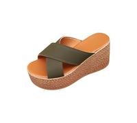 Sandalias de mujer con banda cruzada - Zapatos abiertos mujer verano con cuña zapatillas plataforma Slide pantuflas de corcho ligeras y cómodas sandalia antideslizante planta ancha zapatos de casa y