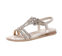 Sandalias de mujer con diamantes de imitación, sandalias de ocio de moda para verano y festivales, zapatos cómodos para mujer con plantilla acolchada, zapatos ligeros de verano con diseño elegante