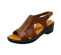 Sandalias de mujer con hebilla de dos correas planas cómodas sandalias de verano zapatillas ortopédicas zapatillas de pie ancho zapatos de caminar al aire libre sandalias casuales pies anchos, marrón