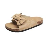 Sandalias de mujer con pajarita verano casual sandalias antideslizantes transpirables y desnudos punta abierta plataforma elegante sandalias para vacaciones en la playa, caqui, 37 EU