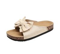 Sandalias de mujer con pajarita verano casual sandalias antideslizantes transpirables y desnudos punta abierta plataforma elegante sandalias para vacaciones en la playa, beige, 43 EU