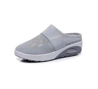 Sandalias de mujer con plantilla de plataforma de malla transpirable antideslizante ortopédica cómoda sandalias para mujer sandalias de tacón para mar playa jardín, gris claro, 36 EU