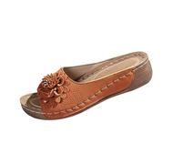 Sandalias de mujer con plantilla de plataforma de verano con flores deslizantes para interiores y exteriores, sandalias de playa para verano, sandalias de playa altas con cuña, zapatos de caminar para