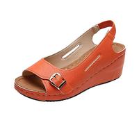Sandalias de mujer con tacón de cuña, zapatos de verano para mujer, sandalias de moda con hebilla para caminar, sandalias ligeras antideslizantes para exteriores, sandalias peeptoe súper cómodas
