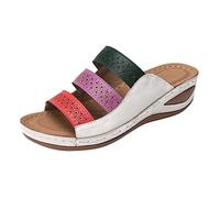 Sandalias de mujer con tacón de plataforma, sandalias de verano elegantes con tacón de cuña deslizantes antideslizantes peep toe sandalias al aire libre sandalias modernas sandalias de cuña baja