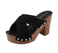 Sandalias de mujer con tacón, pantuflas de verano cerradas sandalias de baño con soporte para arco, zapatos casuales, suela sólida, sandalias de exterior con punta abierta, sandalias de plataforma de