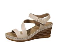 Sandalias de mujer con tacón, piel lisa, sin dedos, boca de pescado, cómodas sandalias de verano, ligeras y cómodas para exteriores, vacaciones, ocio y uso diario, beige, 41 EU