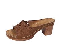 Sandalias de mujer con tacón, sandalias de verano elegantes de tacón alto, sandalias de tacón abierto, sandalias de cuña de playa, sandalias de verano de moda, sandalias de verano con flores, marrón