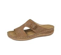 Sandalias de mujer de cuero para mujer, zapatos ortopédicos, zapatos de trabajo, bohemios, informales, transpirables, sandalias de una sola pieza, sandalias de cuña, puntera abierta, zapatos de verano