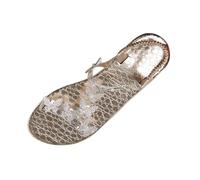 Sandalias de mujer de verano elegantes Boho abiertas - Sandalias de tacón bajo cómodas zapatillas Slip On fáciles de poner zapatos ligeros transpirables sandalia con mariposa y pedrería Zapatos