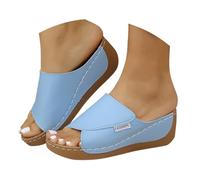 Sandalias de mujer de verano ortopédicas Casual 2025 Shoes Antideslizante Goma Suelas Moda Zapatos con Punta Abierta Suave Chanclas con Cuña Sandals Trekking Outdoor Sandalia Suave de Casa Playa, azul