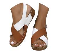 Sandalias de mujer de verano, sandalias ortopédicas, elegantes, cómodas, con cuña antideslizante, para paseo, senderismo, deportivas, ligeras, cómodas, sandalias abiertas con tirantes, moda de cuero