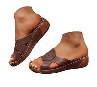 sandalias de mujer elegantes y casuales para mujer, con un diseño clásico y una buena amortiguación. Sandalia plana cómoda Sandalia ligera para mujer ortopédica con soporte para arco, café, 41 EU