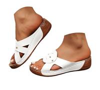 sandalias de mujer elegantes y casuales para mujer, con un diseño clásico y una buena amortiguación. Sandalia plana cómoda Sandalia ligera para mujer ortopédica con soporte para arco, blanco, 39 EU