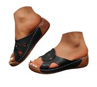 sandalias de mujer elegantes y casuales para mujer, con un diseño clásico y una buena amortiguación. Sandalia plana cómoda Sandalia ligera para mujer ortopédica con soporte para arco, Le Noir, 41 EU