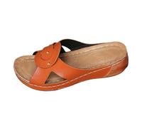 sandalias de mujer elegantes y casuales para mujer, con un diseño clásico y una buena amortiguación. Sandalia plana cómoda Sandalia ligera para mujer ortopédica con soporte para arco, rojo, 39 EU