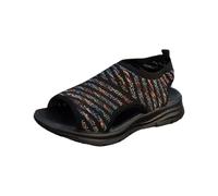 Sandalias de mujer elegantes y frescas con plantilla sandalias cómodas de plataforma zapatos de verano al aire libre suaves planas casuales abiertas pantuflas ligeras y anchas pies, Negro , 45 EU