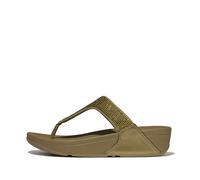 Fitflop Lulu Crystal Embellished Toe-Post Sandals, Sandalia Mujer, Verde Camuflaje metálico, 36 EU