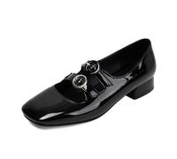 Sandalias de mujer para traje tradicional tirolés Oktoberfest, zapatos vintage cerrados con punta redonda Mary Jane Oficina Cómodos y elegantes tacones bajos tacones altos zapatos de boda, Negro , 38