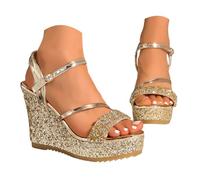 Sandalias de mujer para verano, cómodas sandalias de cuña altas para mujer, plataforma, adornadas con diamantes de imitación y mariposas, muy modernas y muy apreciadas. Zapato compensado Confort Pie