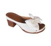 Sandalias De Mujer Vestidas De Gran Tamaño, Mulas Slip On Tacón Bloque | Punta Abierta, Lazo Grande Decorativo en la Parte Delantera, Trasera Abierta, Suela Ligeramente Gruesa | Ciudad, Salida