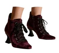 Sandalias de mujer vintage victorianas botines mujer medieval puntiagudo bruja zapatos fiesta tobillo botas góticas de aguja botas con cordones elegantes zapatos de tacón alto sexy zapatos de noche